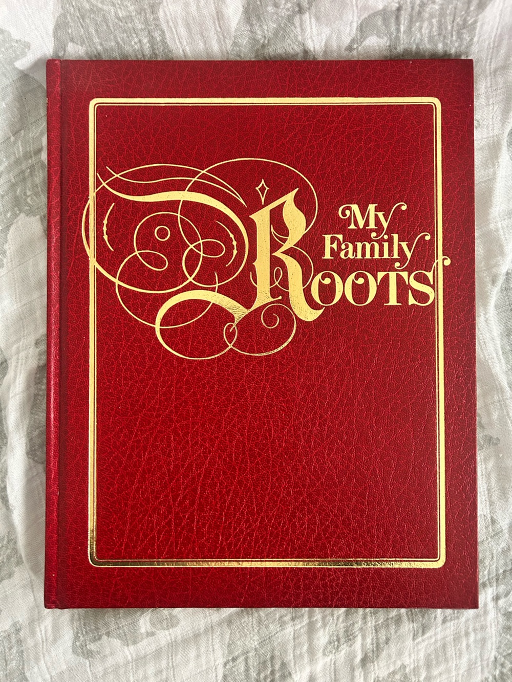 Red Leatherette 'My Family Roots' Keepsake Album with Gold Foil